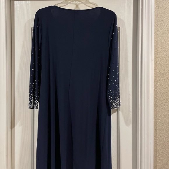 Msk Navy Blue Dress with Embellished Sleeves size L like new wore once - Picture 4 of 4